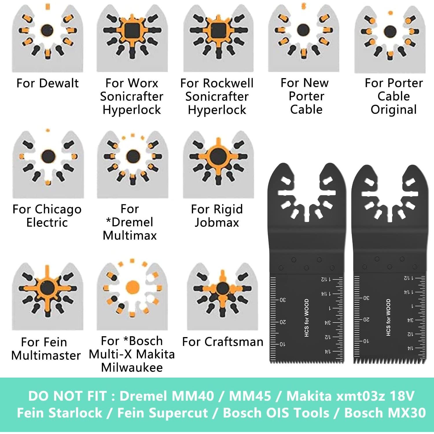 60 Piezas Cuchillas Oscilantes Kyoffiie para Madera y Metal