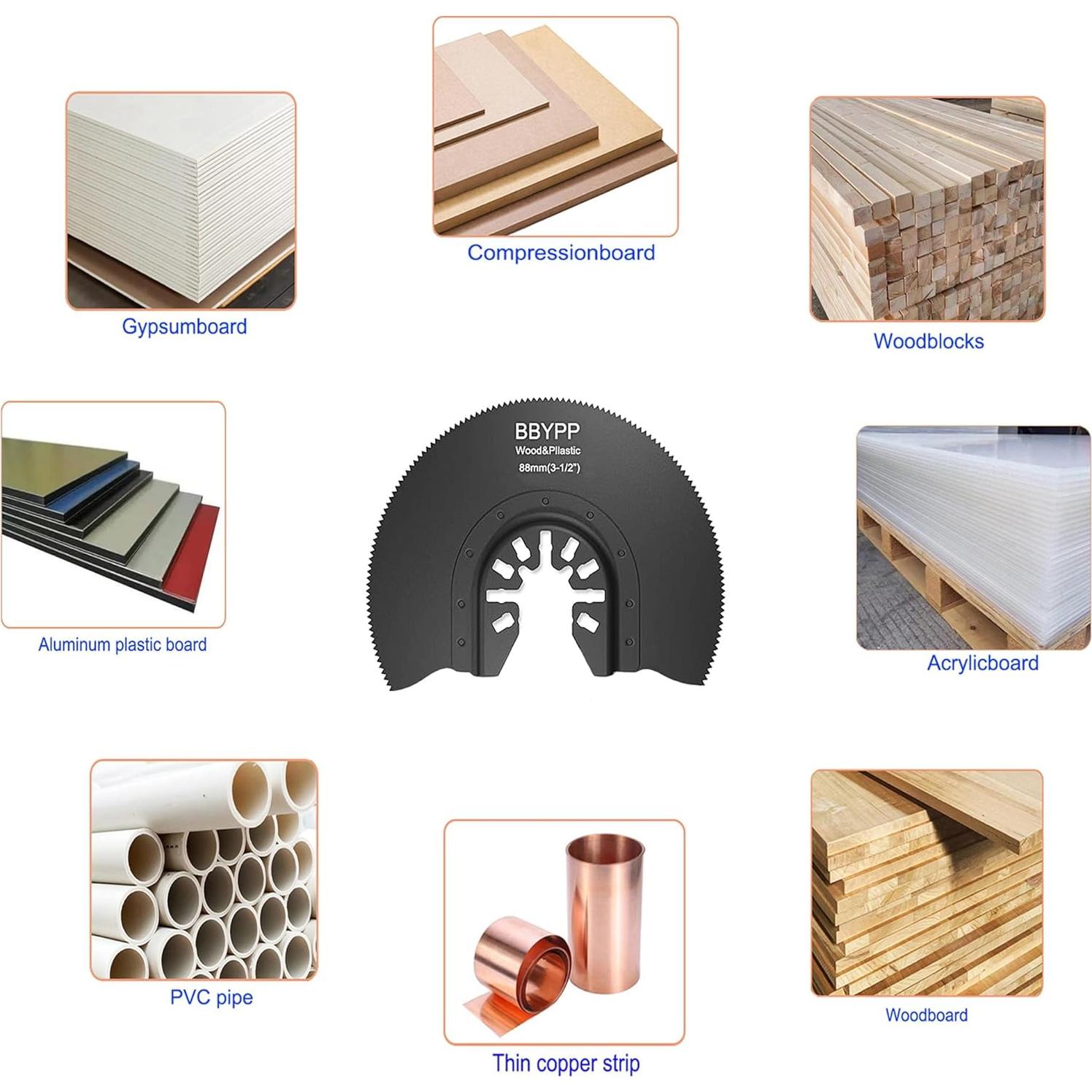 7 Hojas de Sierra Oscilante BBYPP 88mm para Madera y Plástico