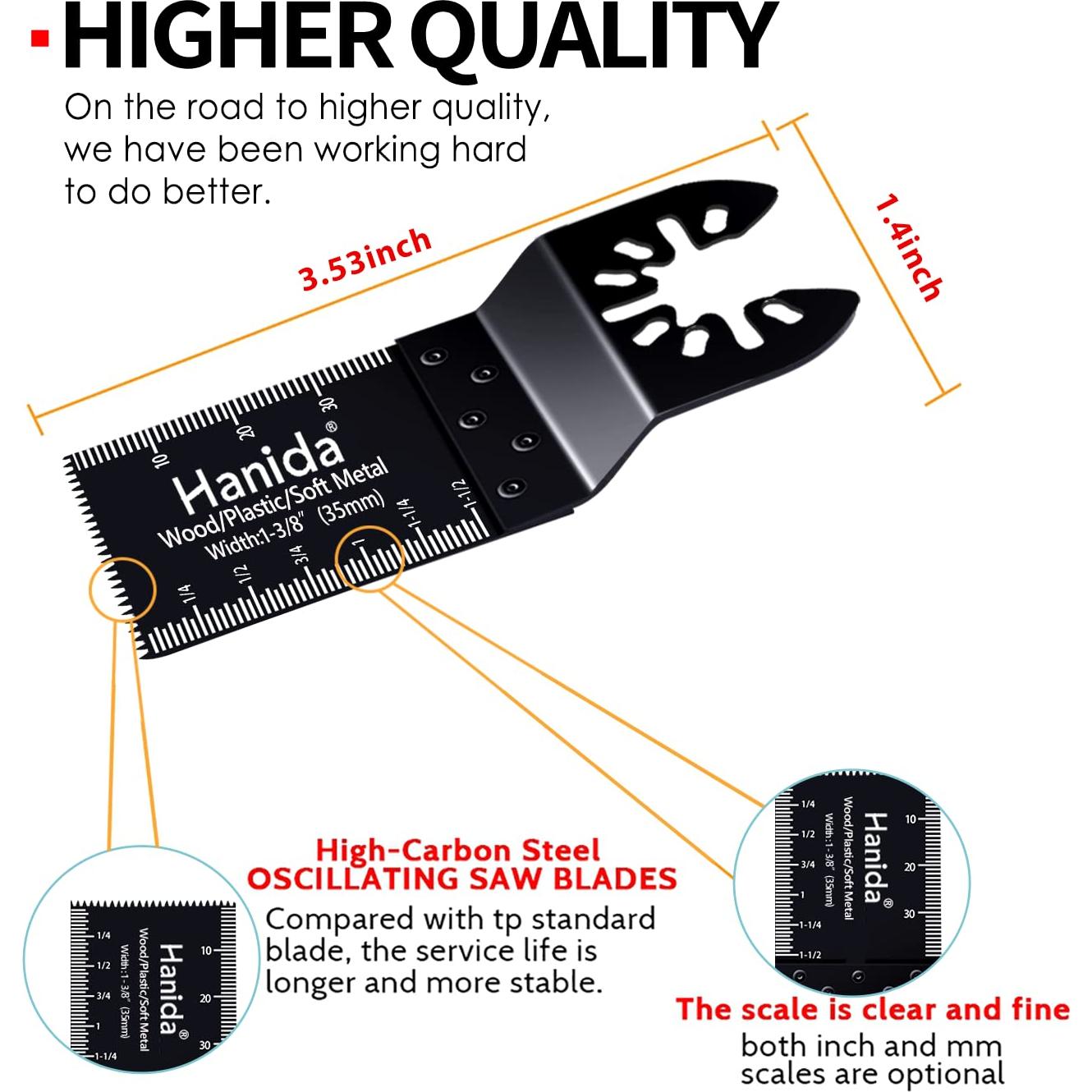 124 Hojas de Sierra Oscilante Hanida para Madera y Metal