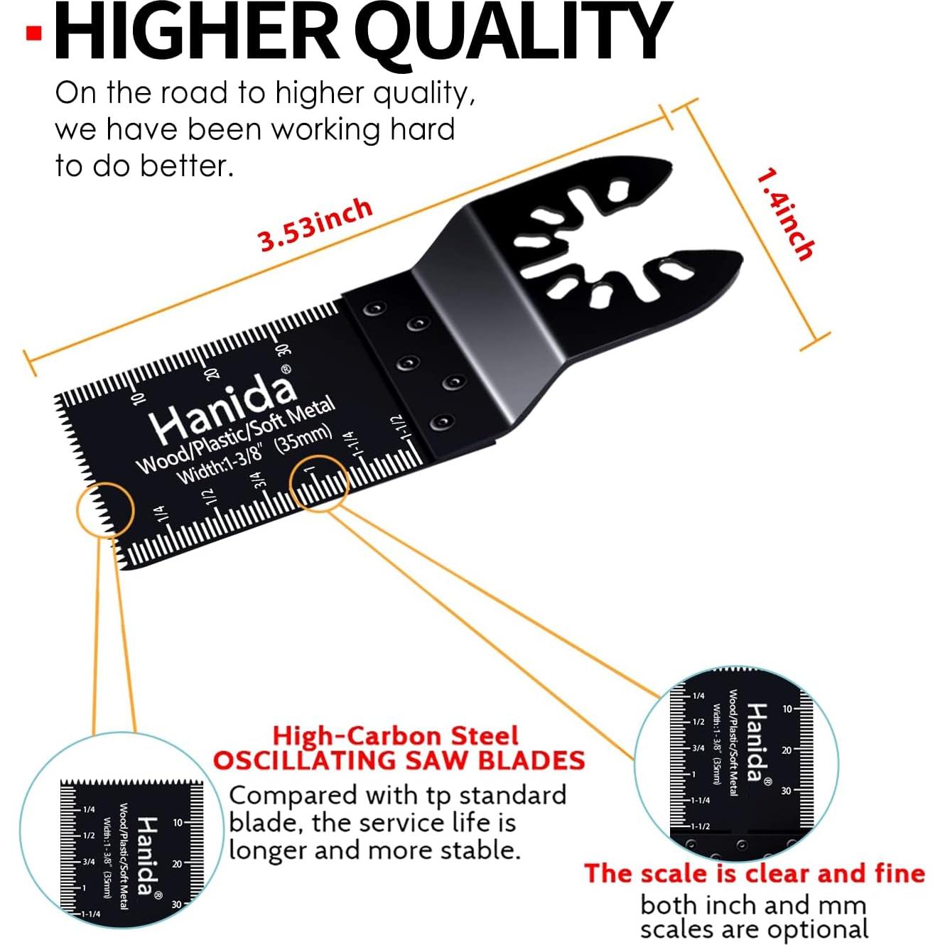 56 Hojas de Sierra Oscilante Hanida para Madera y Metal