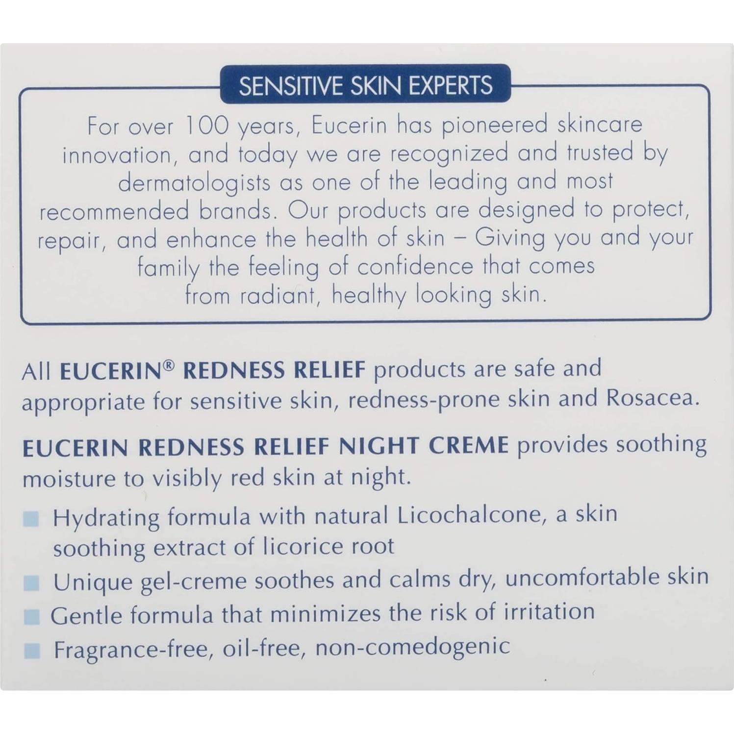Crema Nocturna Eucerin Alivio Enrojecimiento 48 g Piel Sensible