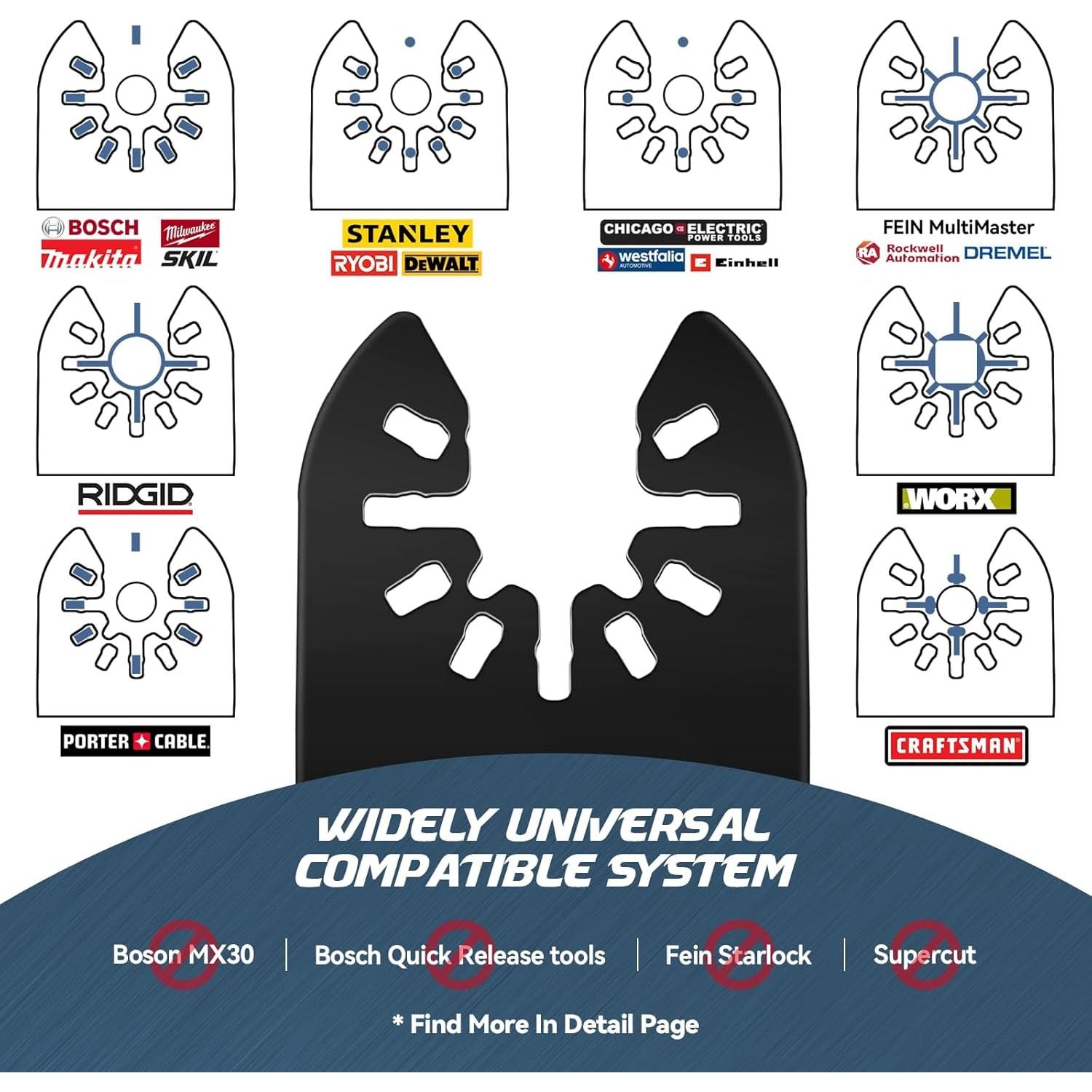 KELIN 78pcs Oscillating Tool Blade with Japanese Long Teeth for Wood, High Efficient Multitool Blades, Universal Quick Release Oscillating Saw Blades with Extra 2 Titanium Blades and Sanding Pad
