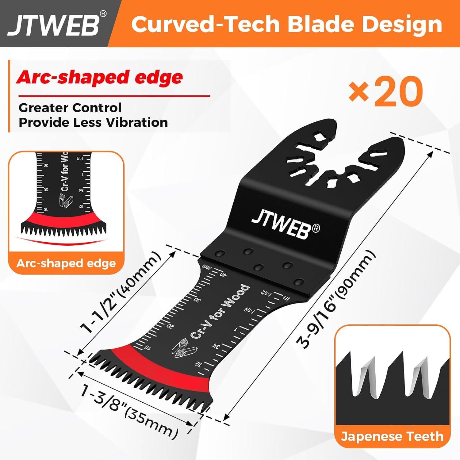 Sierras Oscilantes JTWEB 20PCS para Madera y Plástico