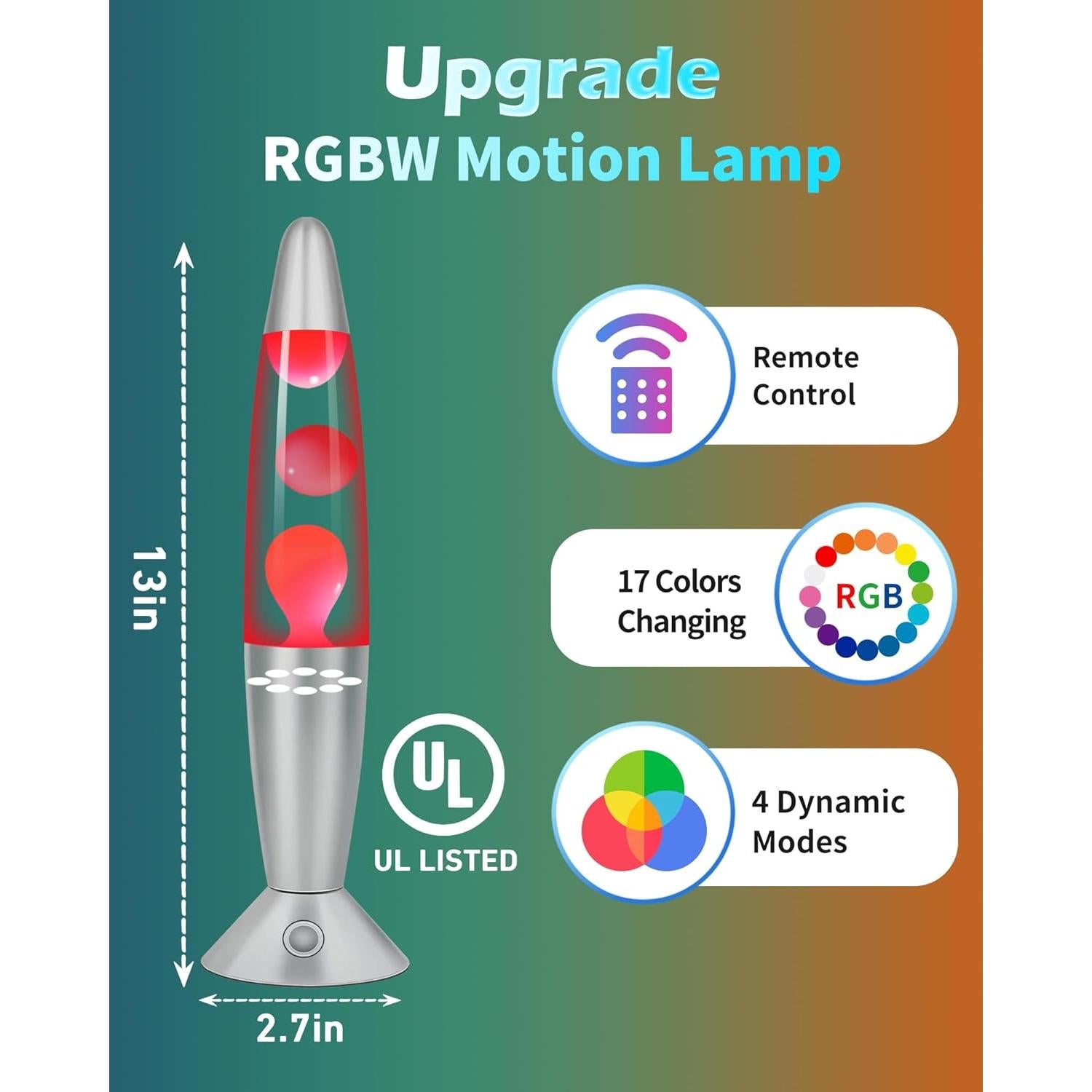 Lámpara de Movimiento Líquido Elomavapa 33 cm 17 Colores LED