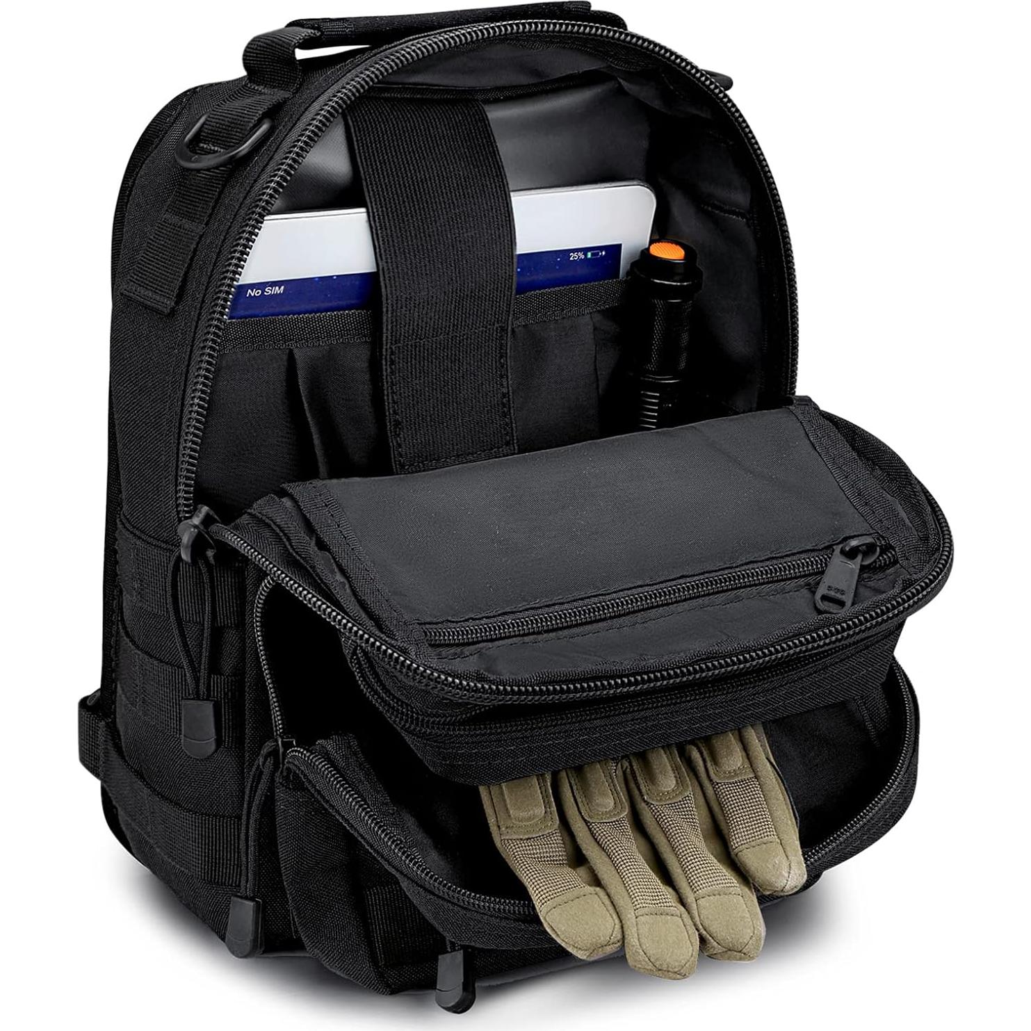 Mochila Sling Táctica G4Free EDC Negra 31x22x15 cm