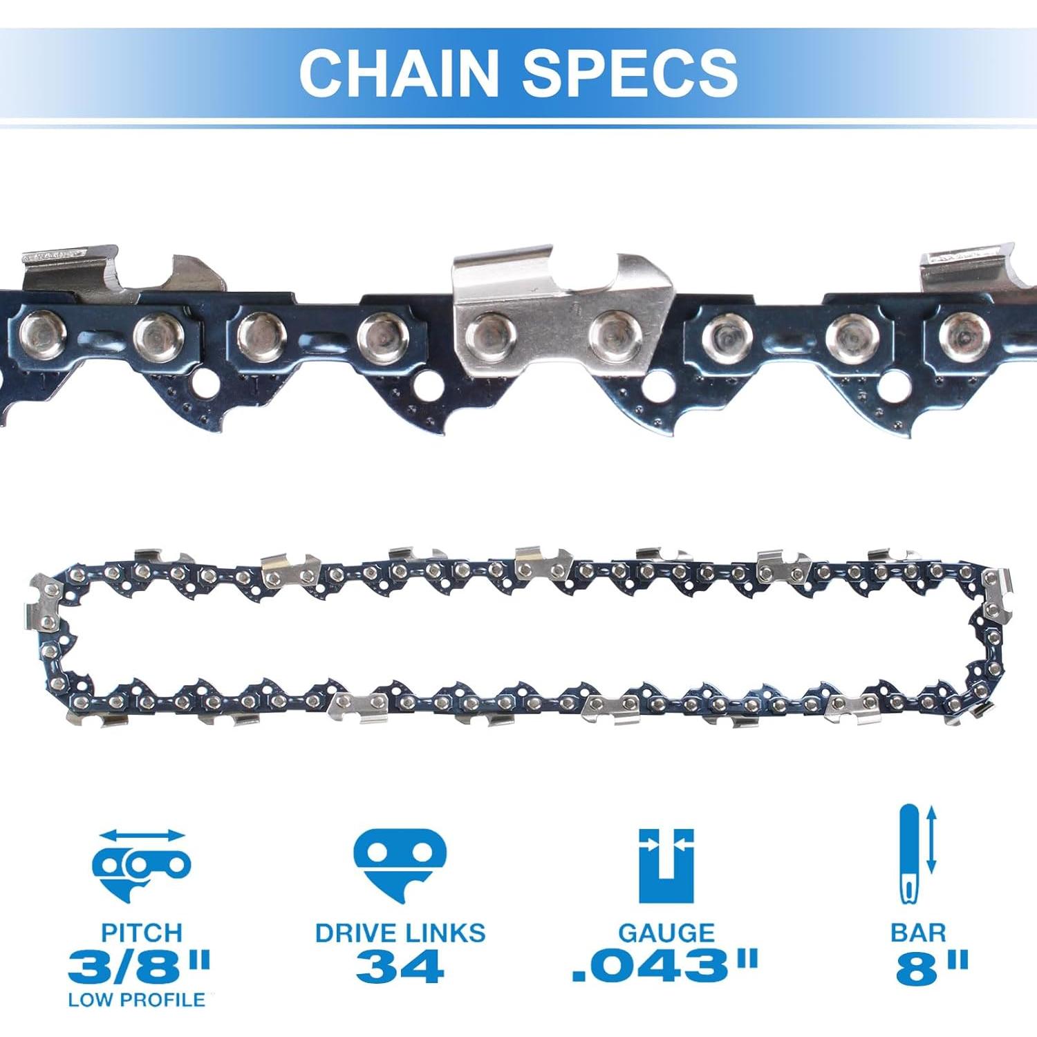 Cadena de sierra de 8" para Black & Decker y WORX