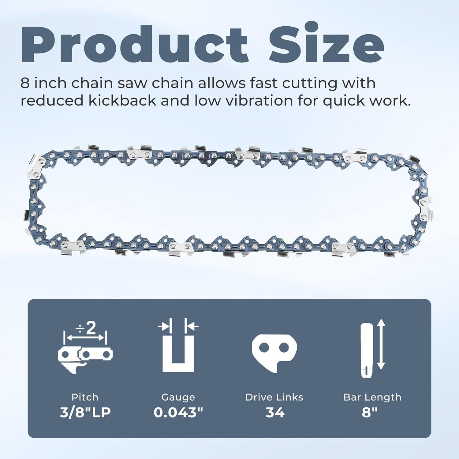 Cadena de sierra de pértiga 8" TOSRWGLL RC800 - Paquete de 3