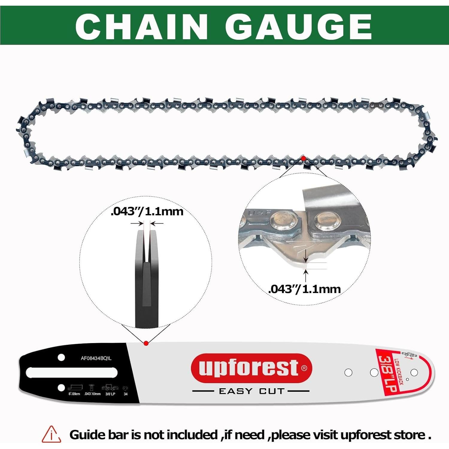 Cadena de sierra de 20 cm para Black & Decker y Troy-Bilt