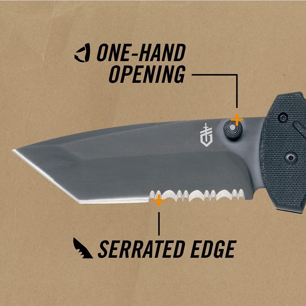 Cuchillo Plegable Gerber Gear 06 FAST, Táctico con Filo Serrado