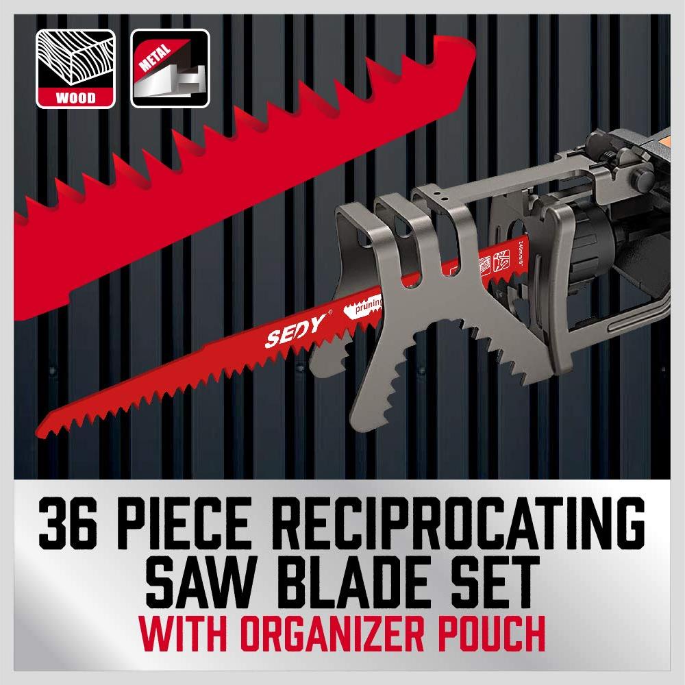 Juego de 36 Cuchillas de Sierra Recíproca SEDY para Madera y Metal