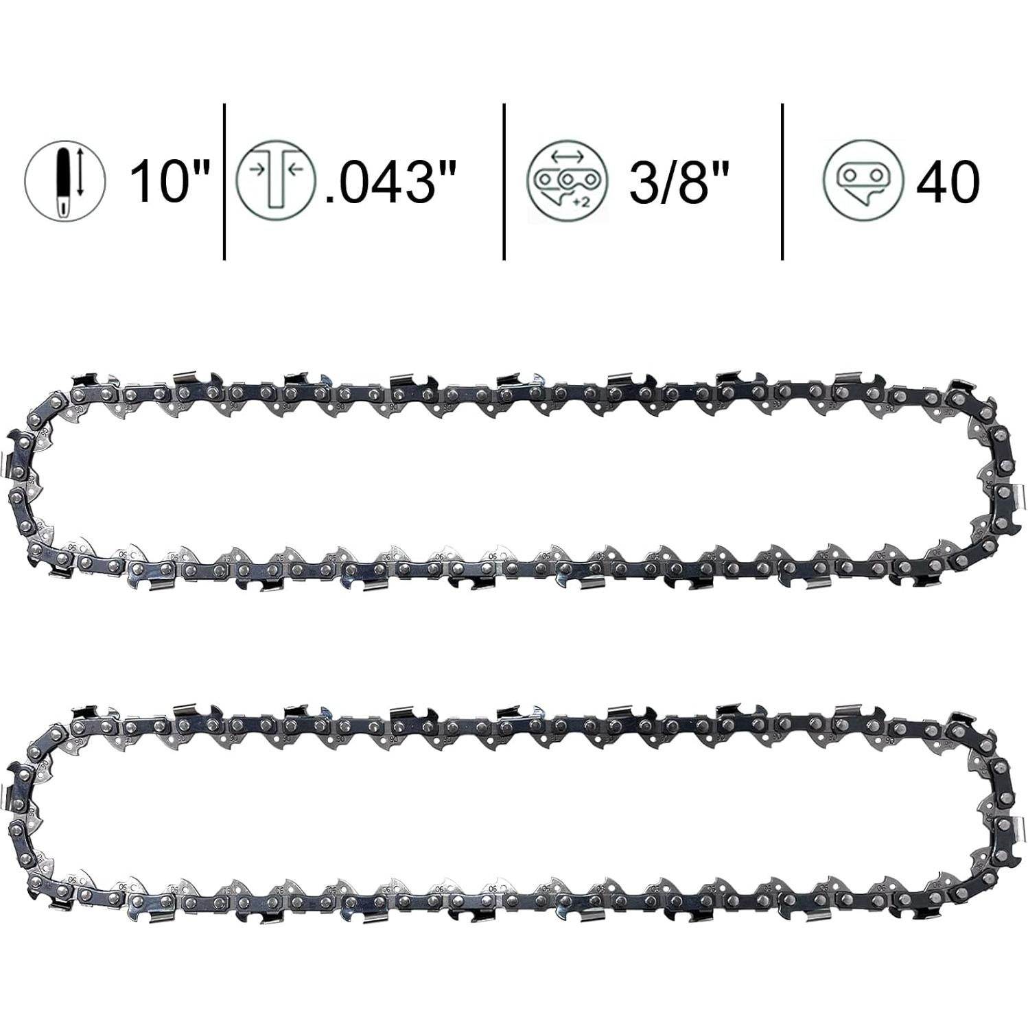 2 Piezas Cadena de Motosierra 25 cm Opuladuo 40 Enlaces