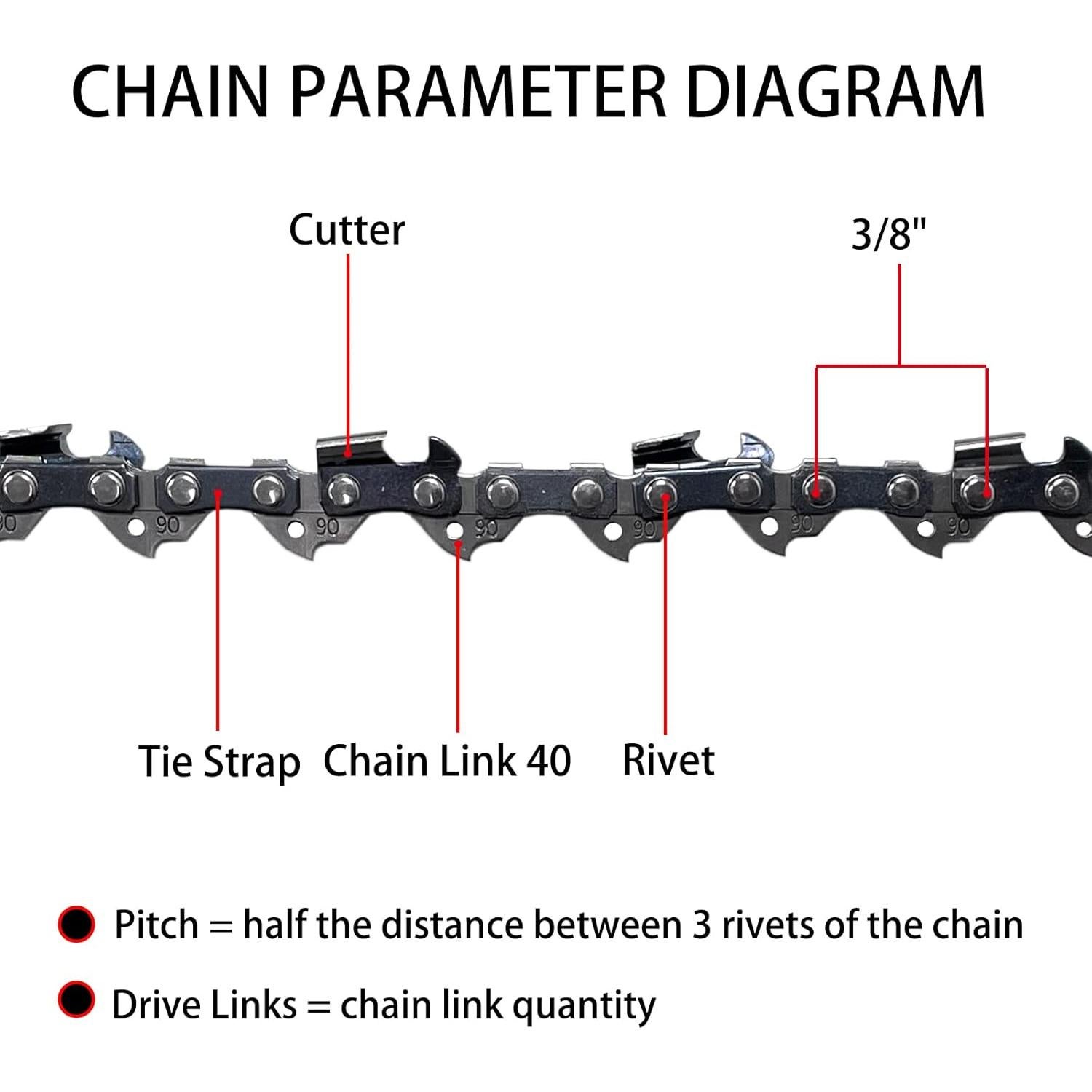 2 Piezas Cadena de Motosierra 25 cm Opuladuo 40 Enlaces