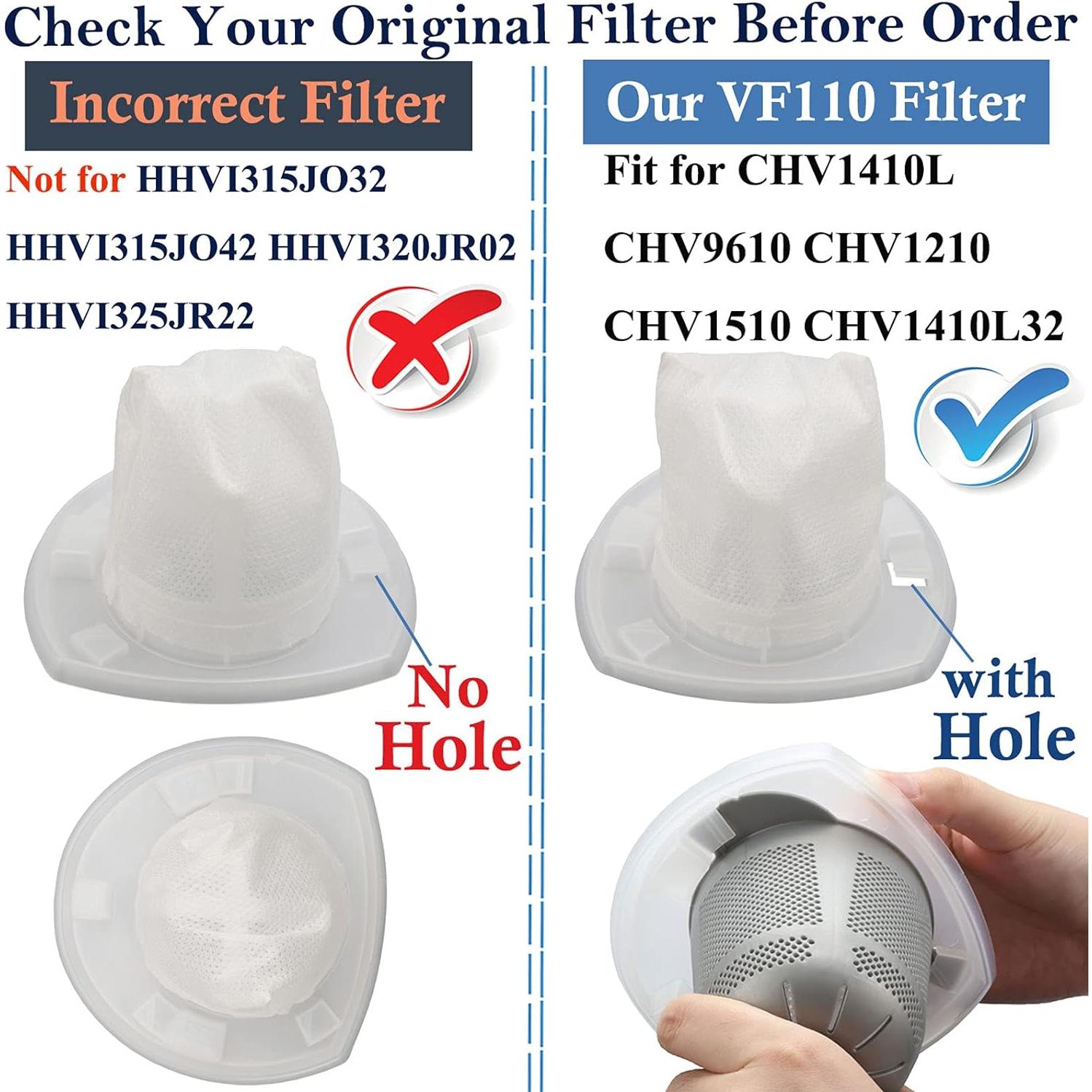 Paquete de 6 Filtros Repuesto Black & Decker VF110