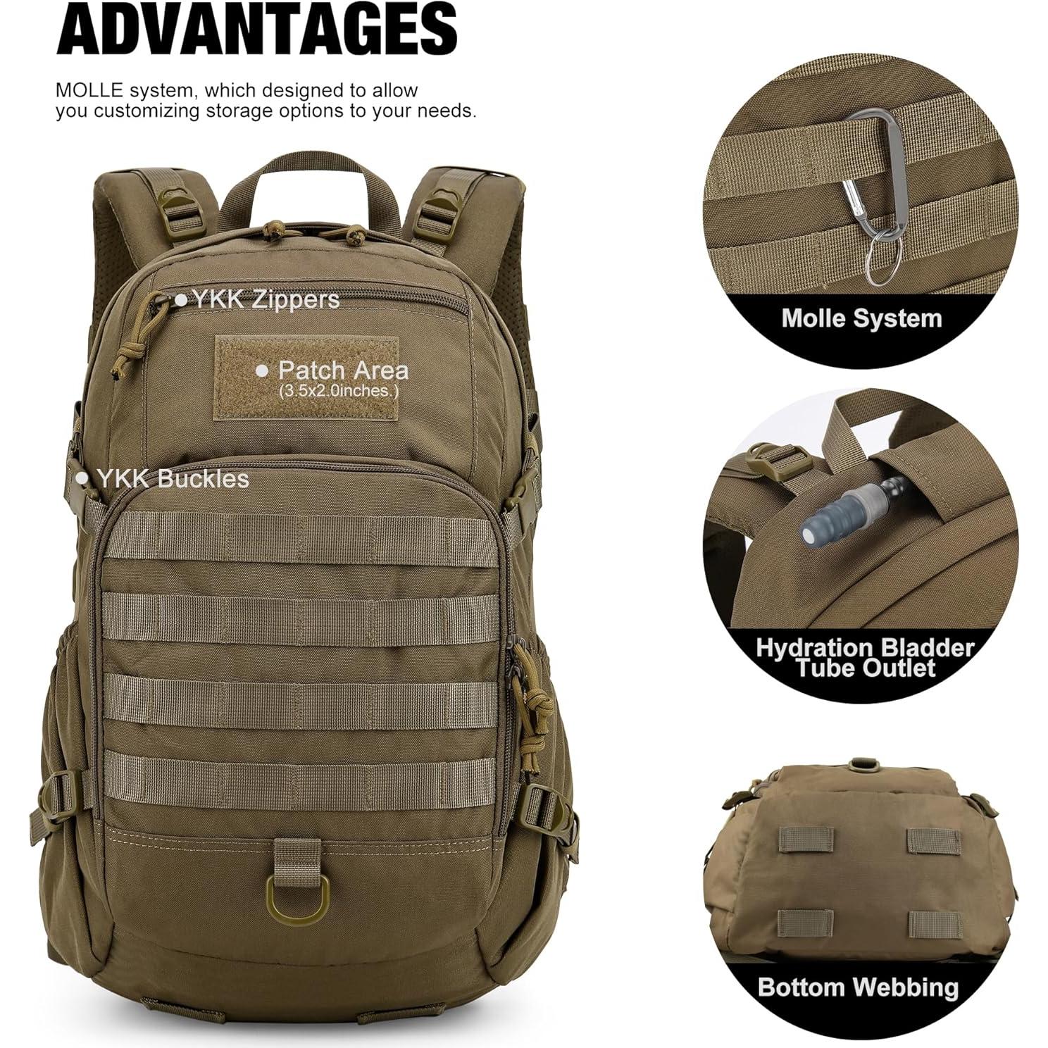 Mochila Táctica Mardingtop 25L para Senderismo y Ciclismo