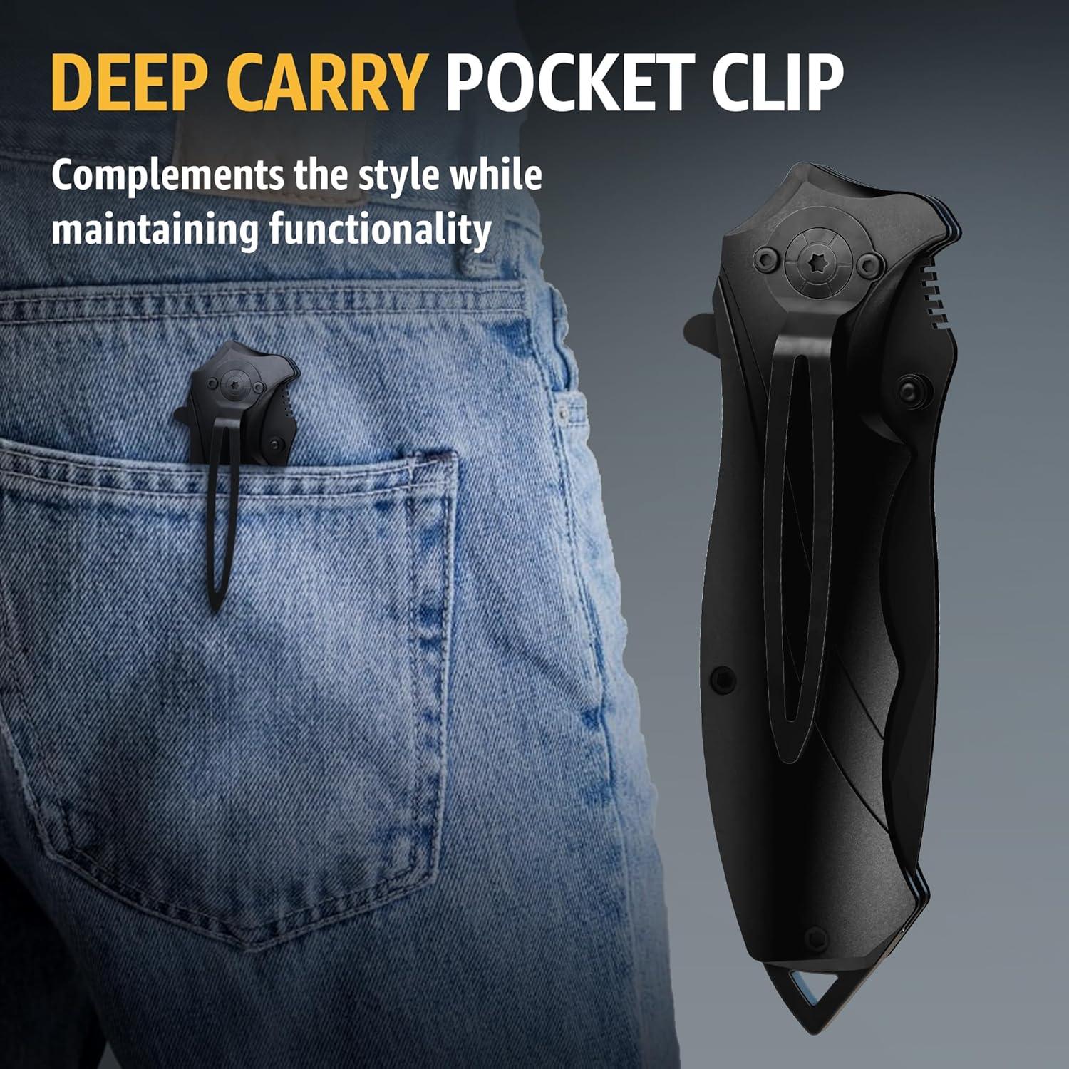 Cuchillo Táctico Plegable Grand Way 20.5 cm con Clip y Rompedor