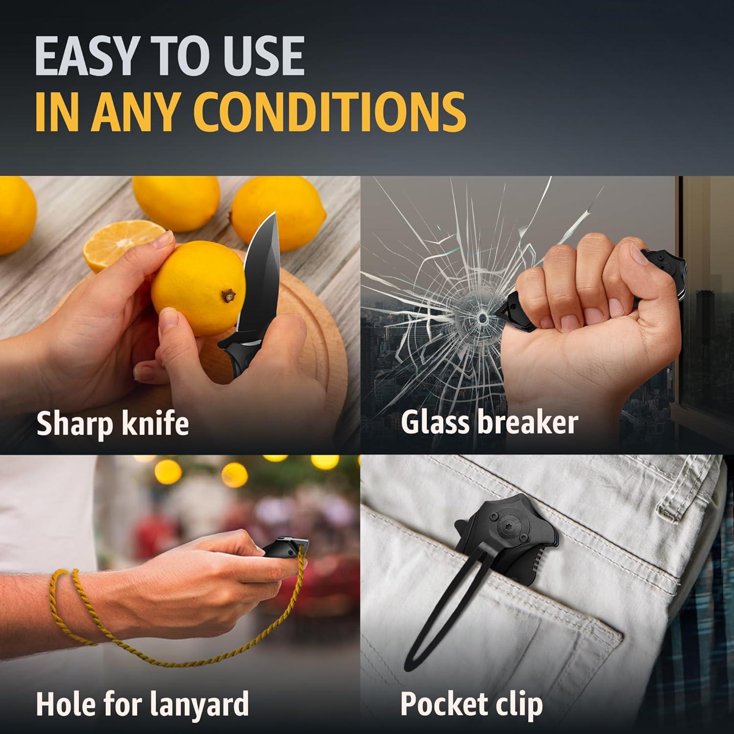 Cuchillo Táctico Plegable Grand Way 20.5 cm con Clip y Rompedor