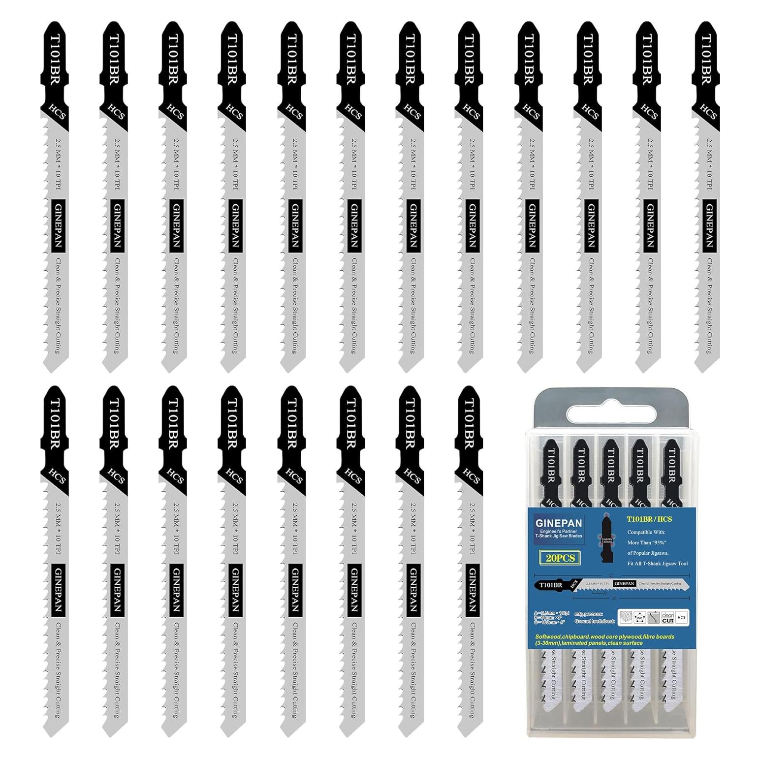 Cuchillas de sierra de calar GINEPAN T101BR 20PCS con estuche