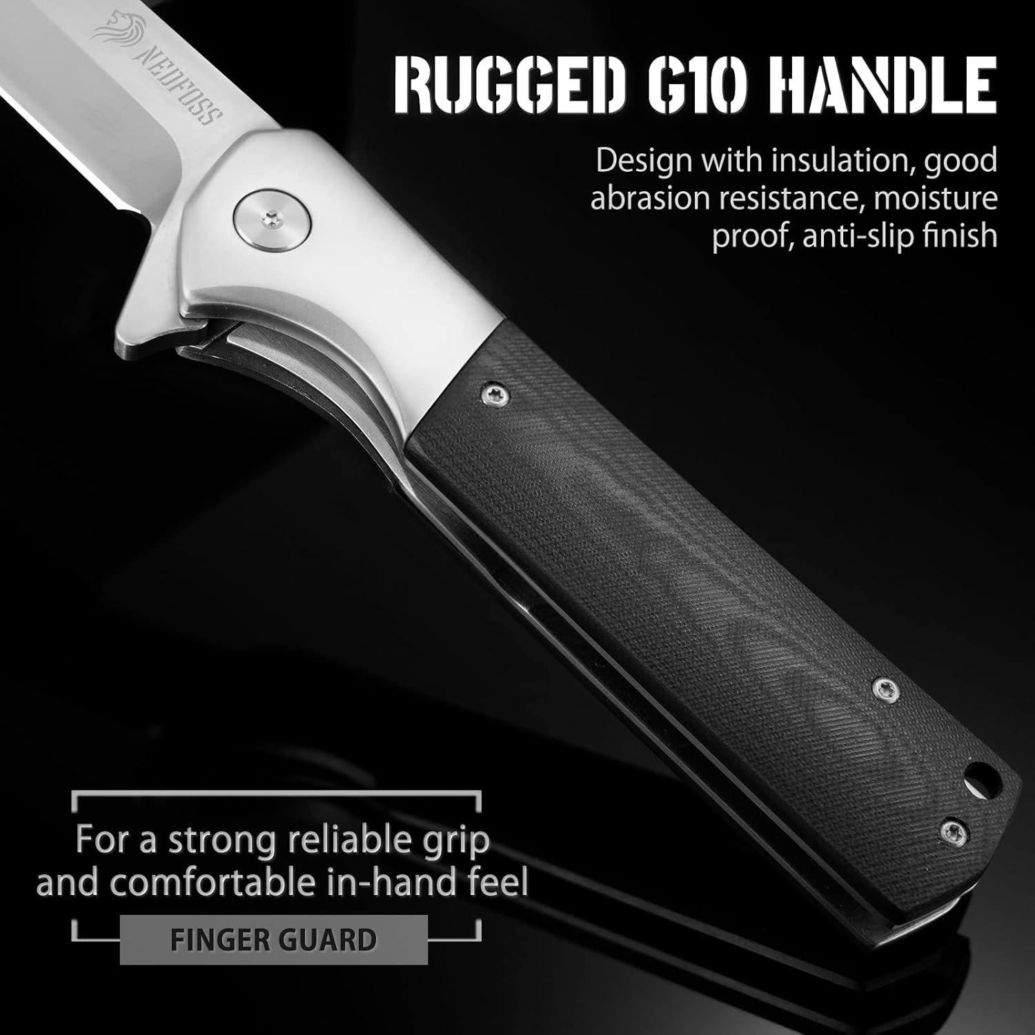 Navaja de bolsillo NedFoss BEAST, acero D2 10.16 cm, G10