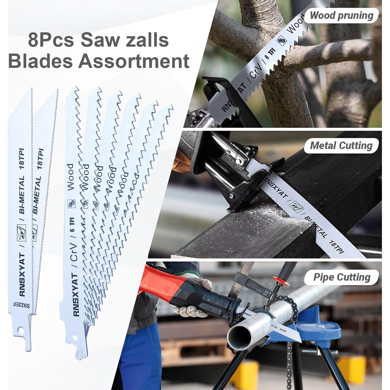 Juego de 8 Cuchillas de Sierra Recíproca RNSXYAT para Madera y Metal
