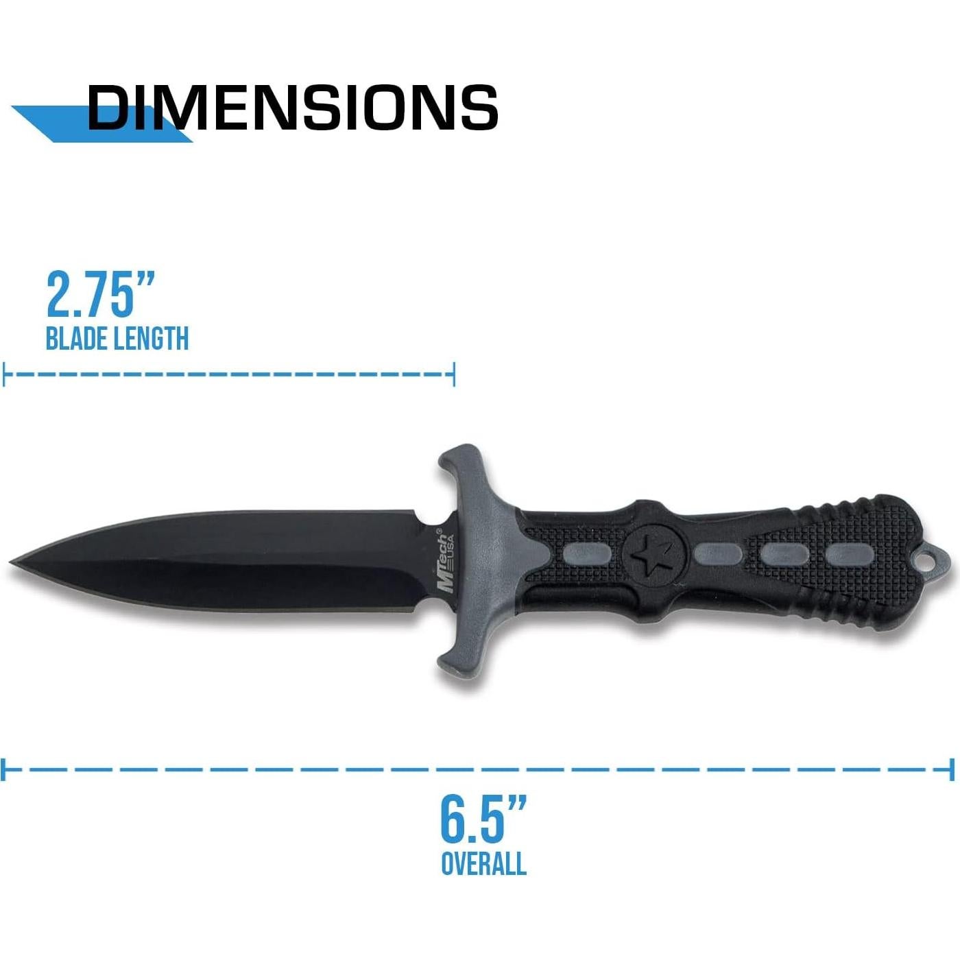 Cuchillo de Cuello MTech USA MT-20-14GY - Hoja Negra 16.5 cm