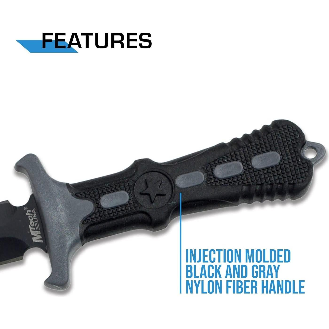 Cuchillo de Cuello MTech USA MT-20-14GY - Hoja Negra 16.5 cm