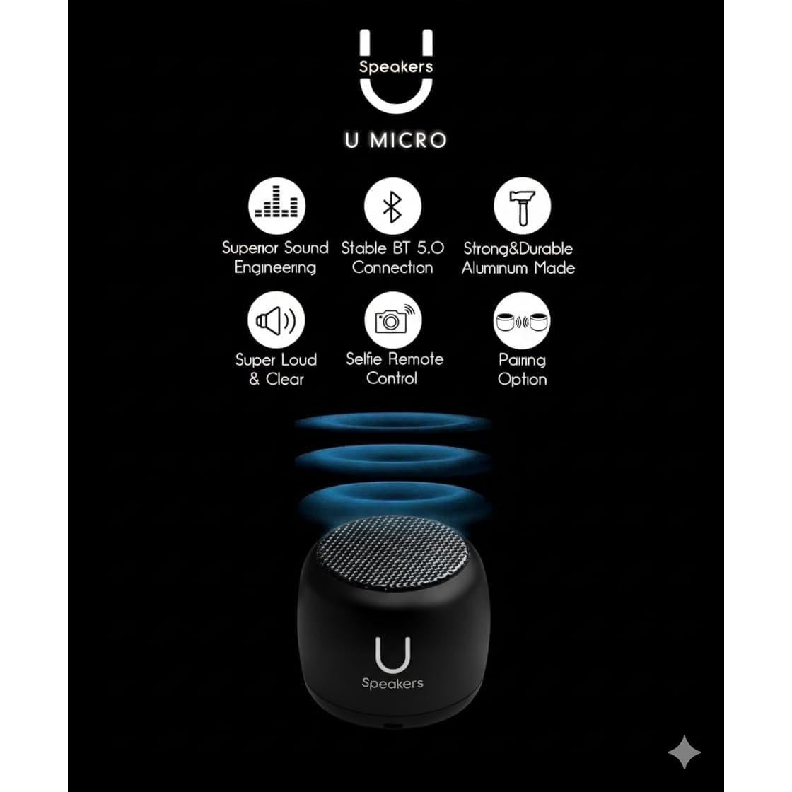 Altavoz Bluetooth Fashionit U Micro - Sonido Portátil Negro