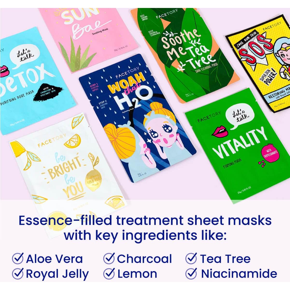 Mascarillas Faciales FaceTory Conjunto 7 Piezas Hidratantes