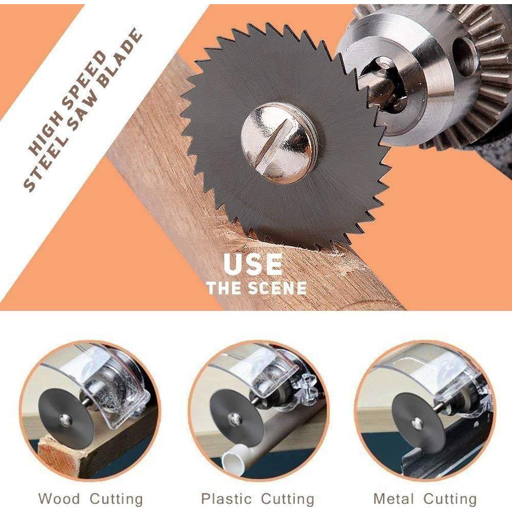 6 Pcs Rotary Drill Saw Blades, Steel Saw Disc Wheel Cutting Blades with 1/8" Straight Shank Mandrel for Dremel Drills Rotary Tools(Power Tools are not Included)