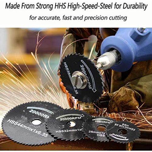 6 Pcs Rotary Drill Saw Blades, Steel Saw Disc Wheel Cutting Blades with 1/8" Straight Shank Mandrel for Dremel Drills Rotary Tools(Power Tools are not Included)