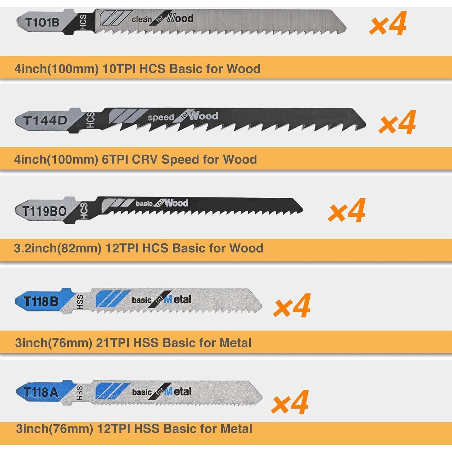 Juego de 20 Hojas de Sierra de Calar Aleybloodes T-Shank