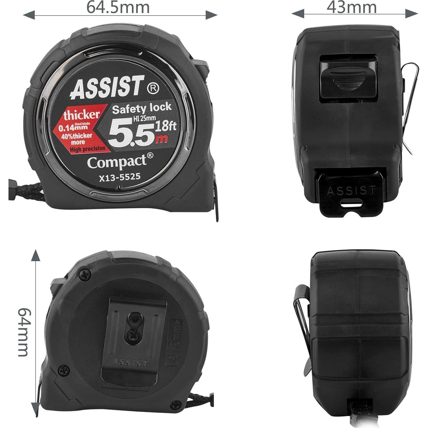Cinta Métrica 5.49 m ASSIST-Fácil Lectura Doble Lado