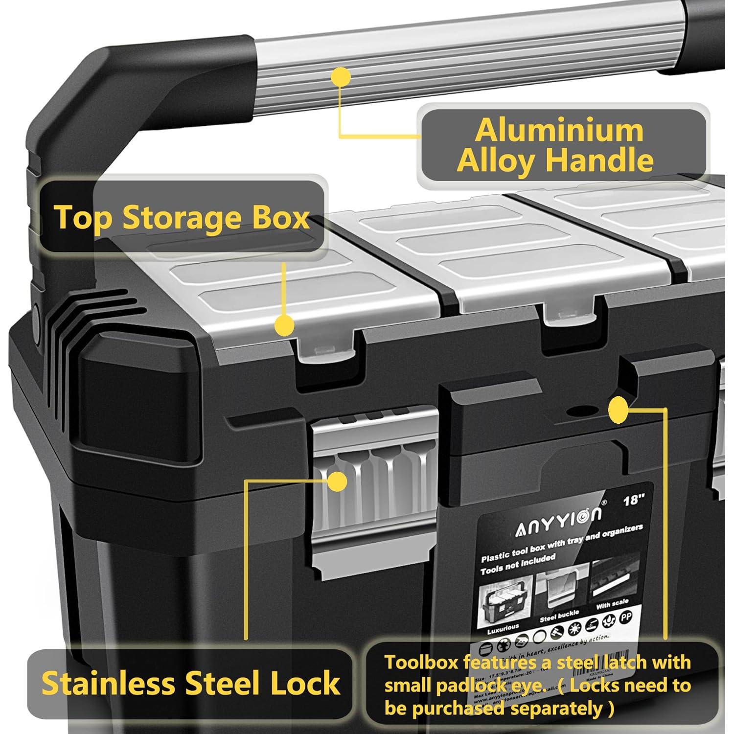 Caja de Herramientas Anyyion 44.5x24.1x21.6 cm Doble Cerradura
