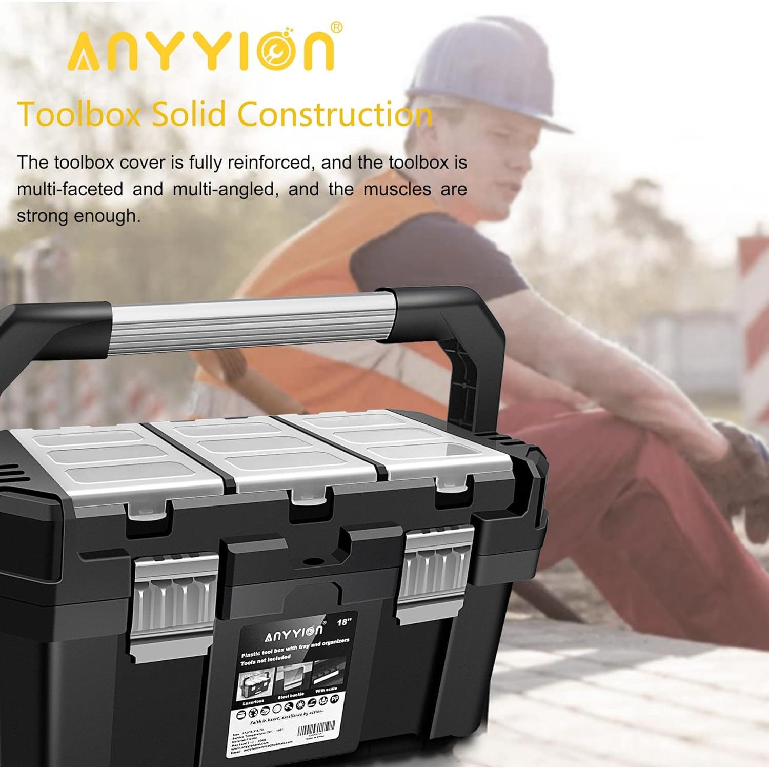 Caja de Herramientas Anyyion 44.5x24.1x21.6 cm Doble Cerradura