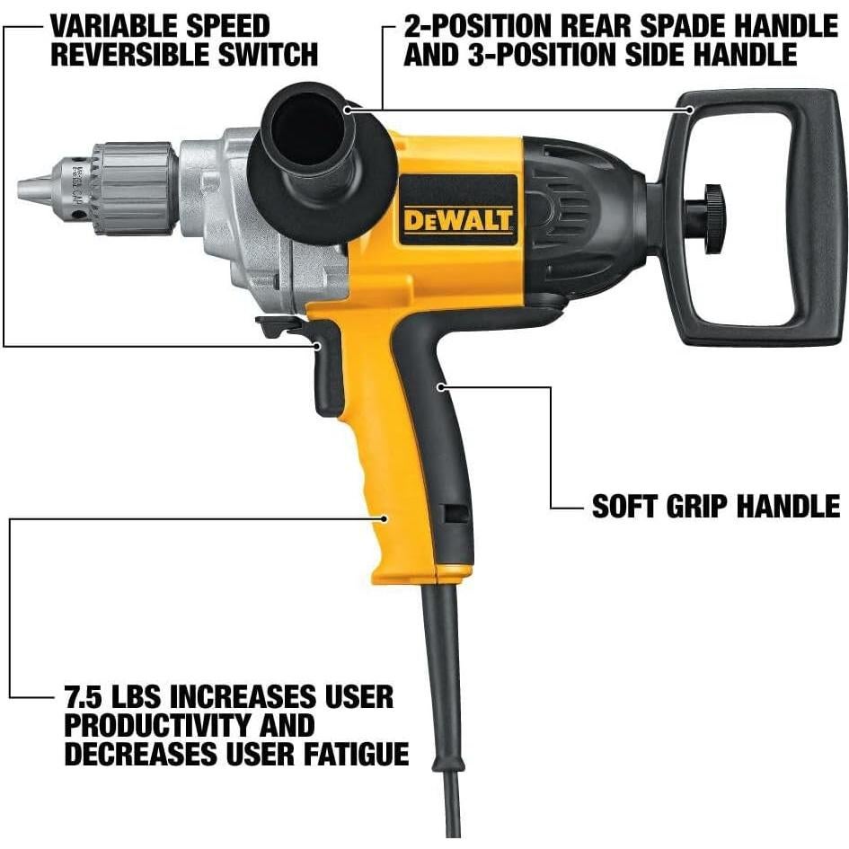 Taladro Eléctrico DEWALT DW130V 9A Mango en Espada 1.27cm
