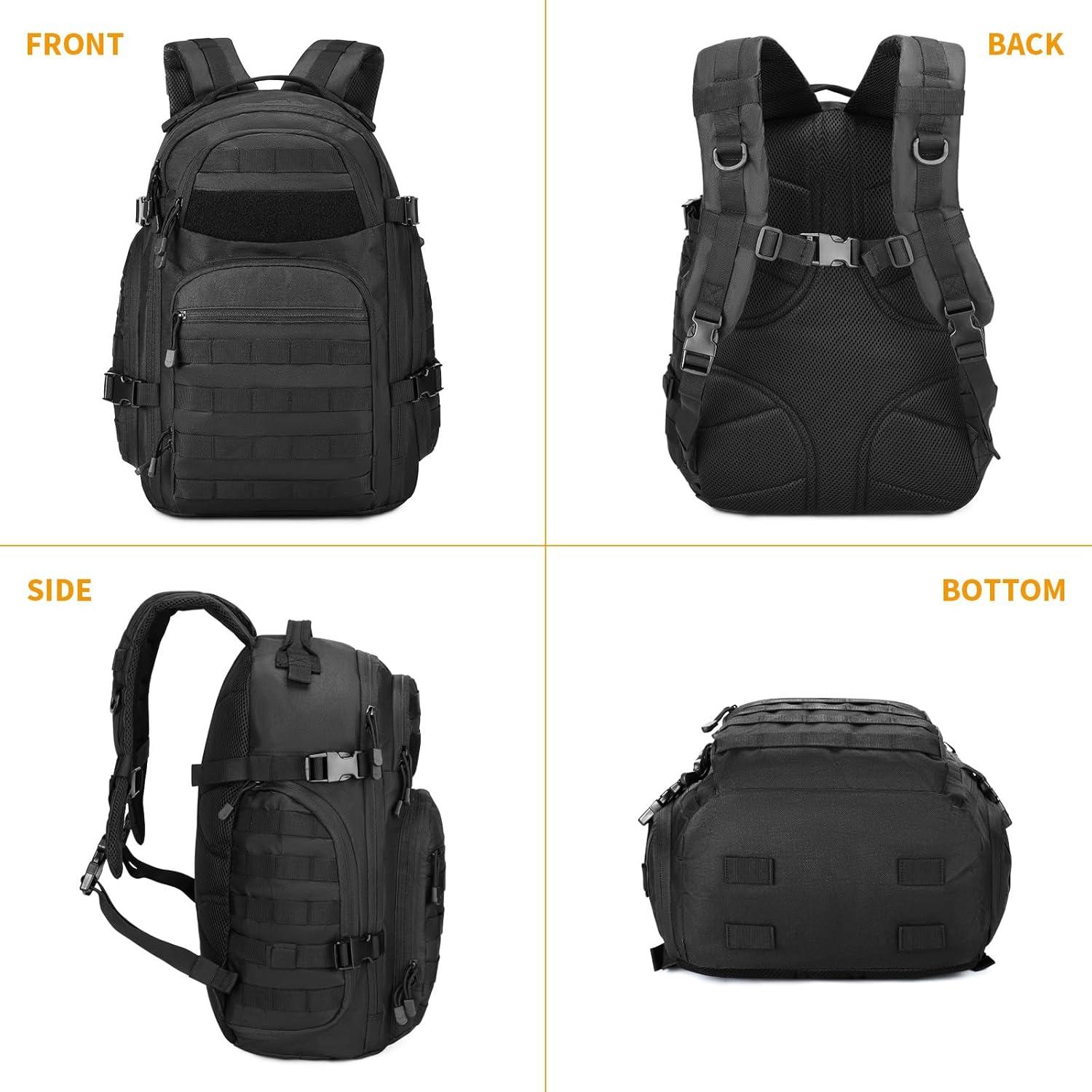 CamGo Mochila Táctica MOLLE 25L Negra para Senderismo