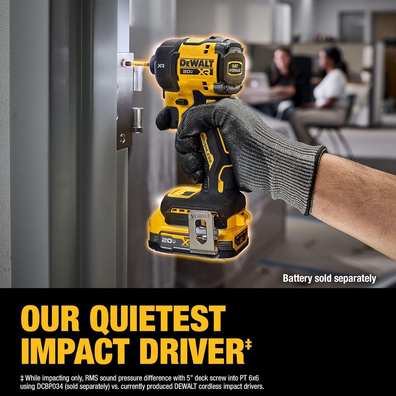 Destornillador de Impacto Hidráulico DEWALT 20V 1/4" Silencioso