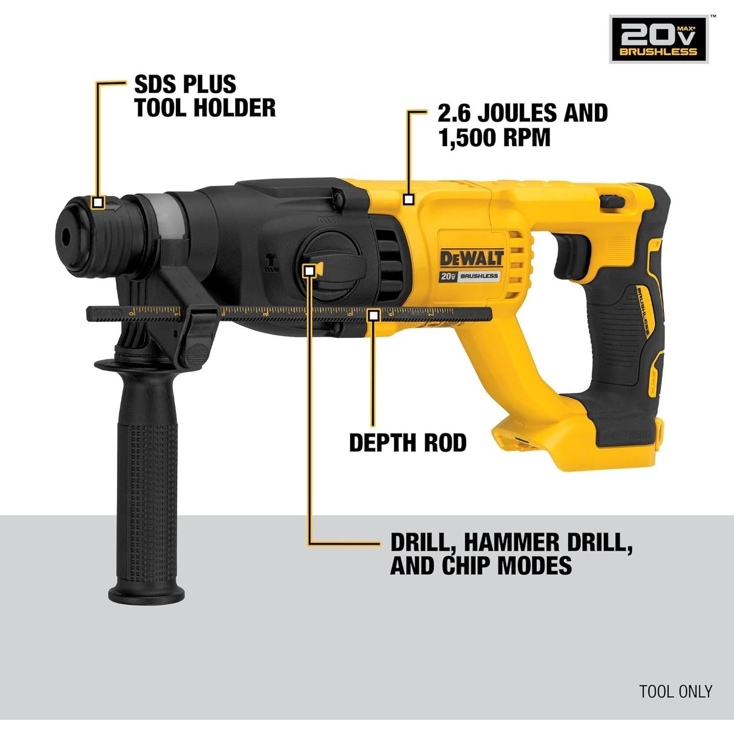 Martillo Rotativo Inalámbrico DEWALT 20V MAX 1" DCH133B