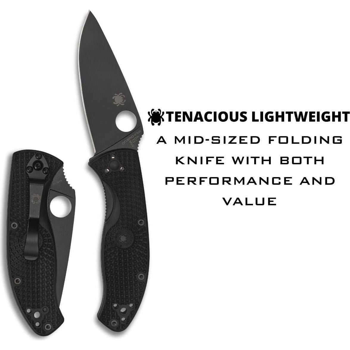 Cuchillo Utilitario Plegable Spyderco Tenacious 8.61 cm Negro