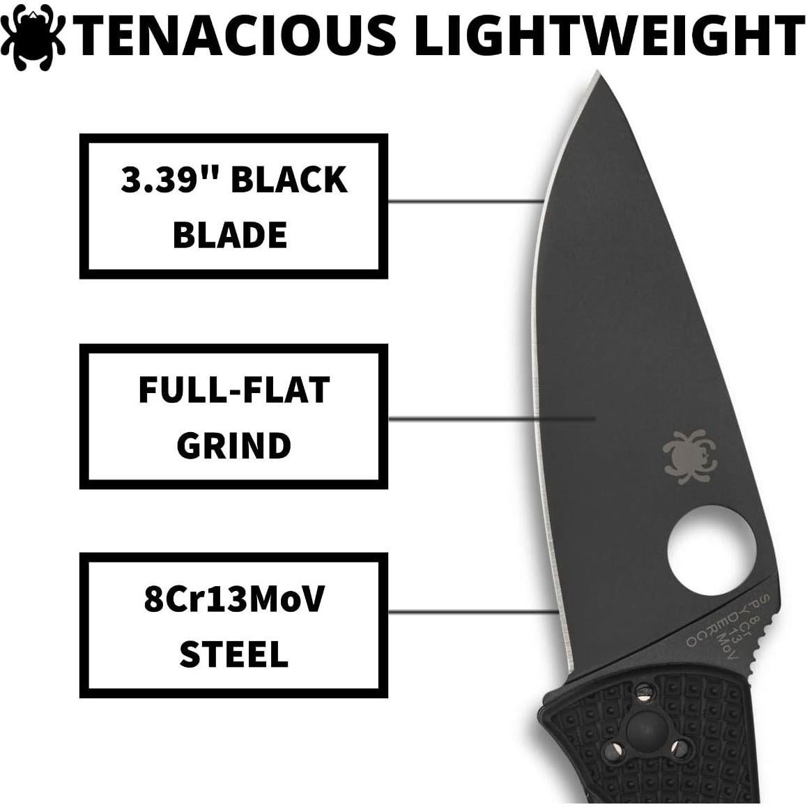 Cuchillo Utilitario Plegable Spyderco Tenacious 8.61 cm Negro