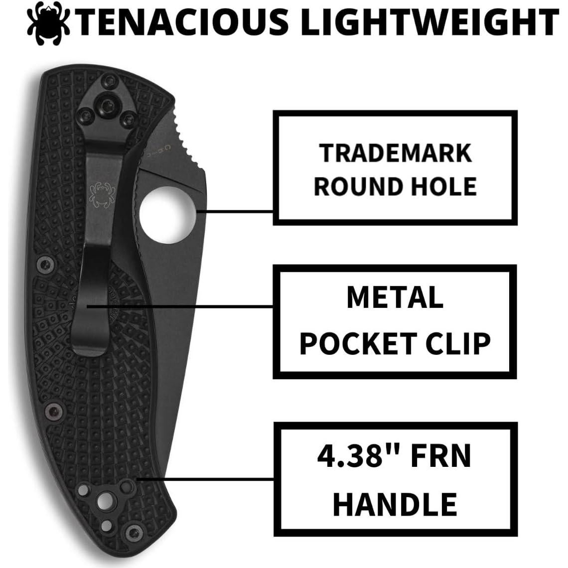 Cuchillo Utilitario Plegable Spyderco Tenacious 8.61 cm Negro