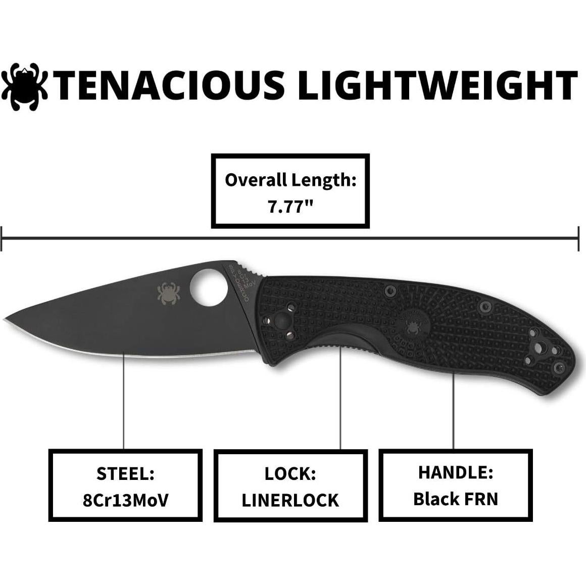 Cuchillo Utilitario Plegable Spyderco Tenacious 8.61 cm Negro