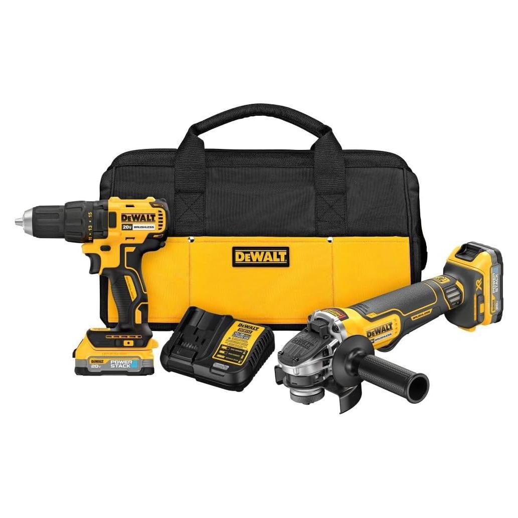 DEWALT Kit Taladro y Amoladora 20V MAX 2 Baterías DCK231E2