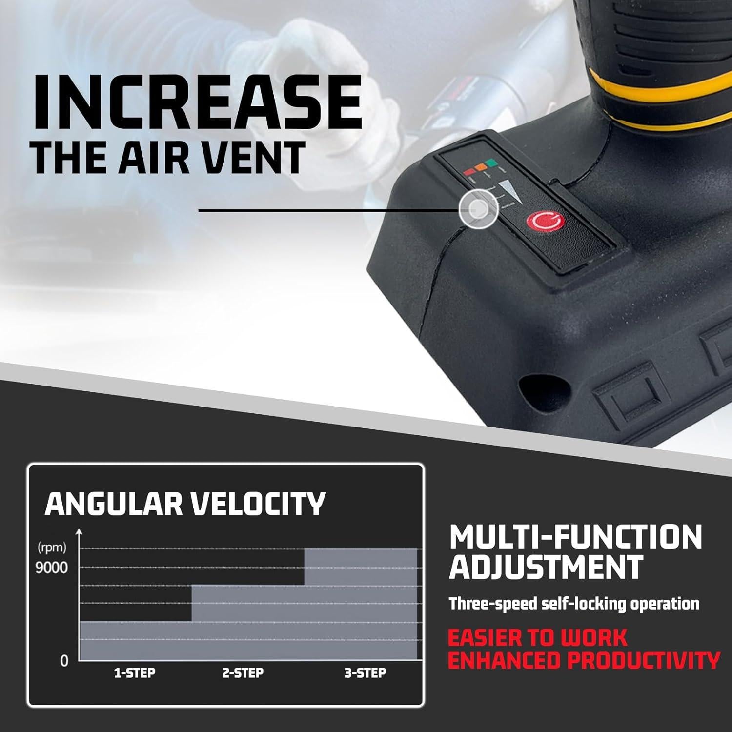 Grinder tool for Dewalt 20V Battery,11000 RPM Electric Brushless Motor,3 Variable Speeds Grinders 4-1/2" Angle Grinder for Cutting, Griding, Polishing(Tool Only) (Yellow)