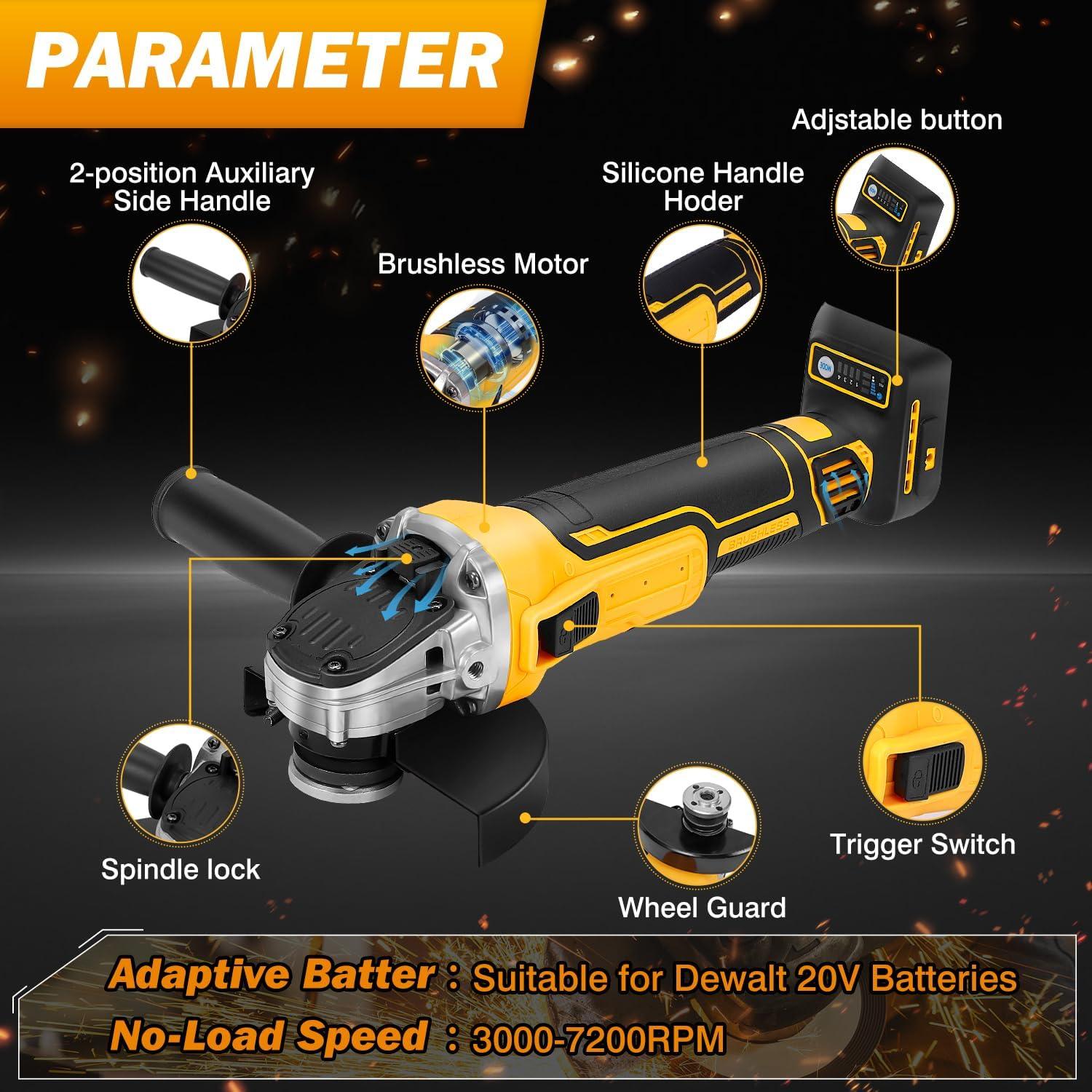 Amoladora Angular Inalámbrica BellaDimora 20V 4-1/2" 7200 RPM