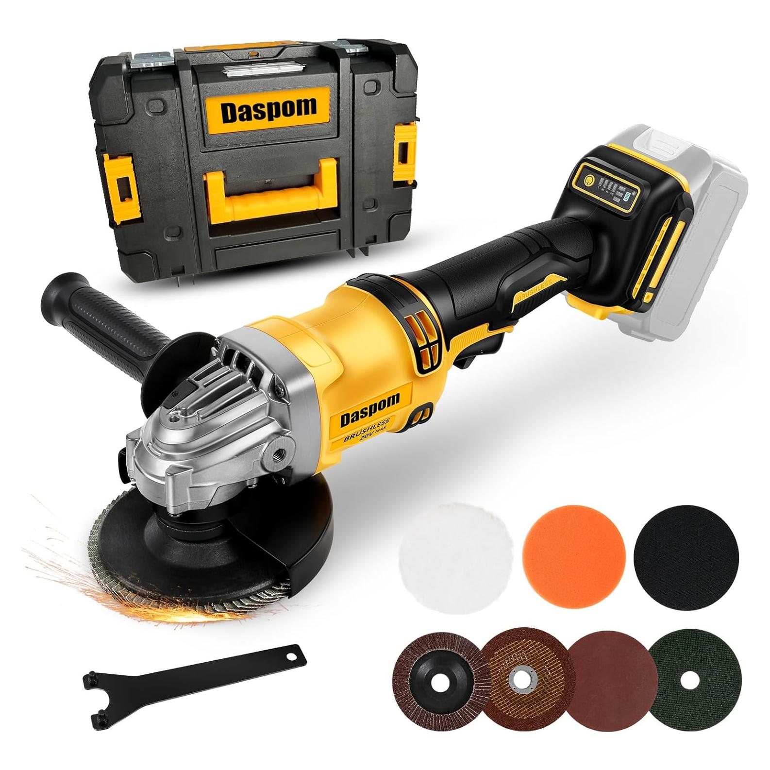 Cordless Angle Grinder compatible with DeWalt 20V Battery (Tool Only), 4-1/2 Inch Brushless Grinder with 3-Speed Adjustable & 11000 RPM, Lightweight Design for Cutting, Grinding, Metalwork