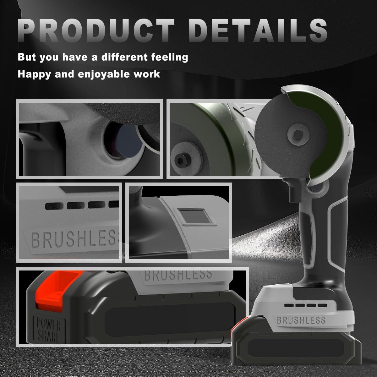 Amoladora Angular Inalámbrica ZFULVO 21V 28000rpm con Batería