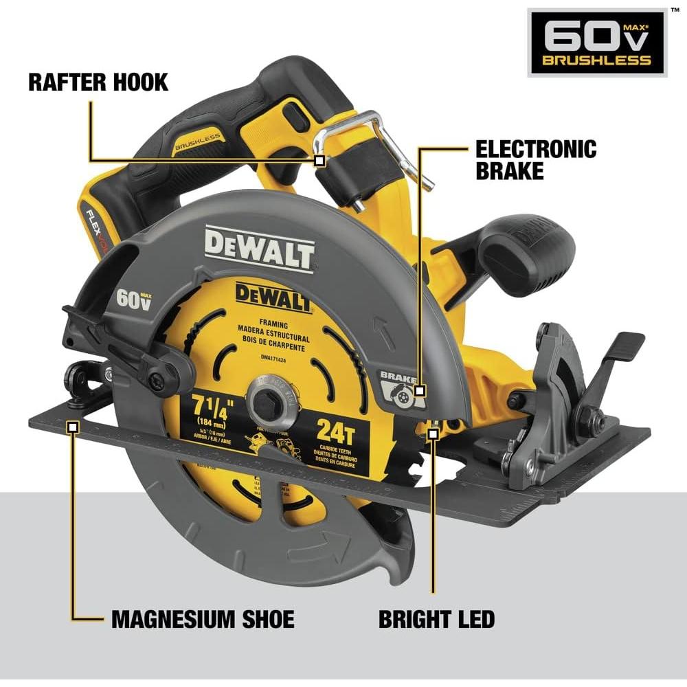 FLEXVOLT 60V MAX* Circular Saw with Brake Kit, 7-1/4-Inch (DCS578X2)
