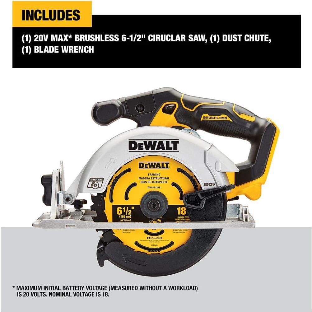Sierra Circular DEWALT 20V MAX 6.5" Inalámbrica DCS565B