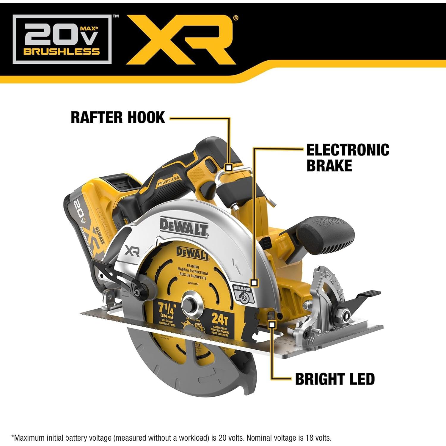 Sierra Circular Inalámbrica DEWALT 20V MAX XR 7-1/4" con Batería