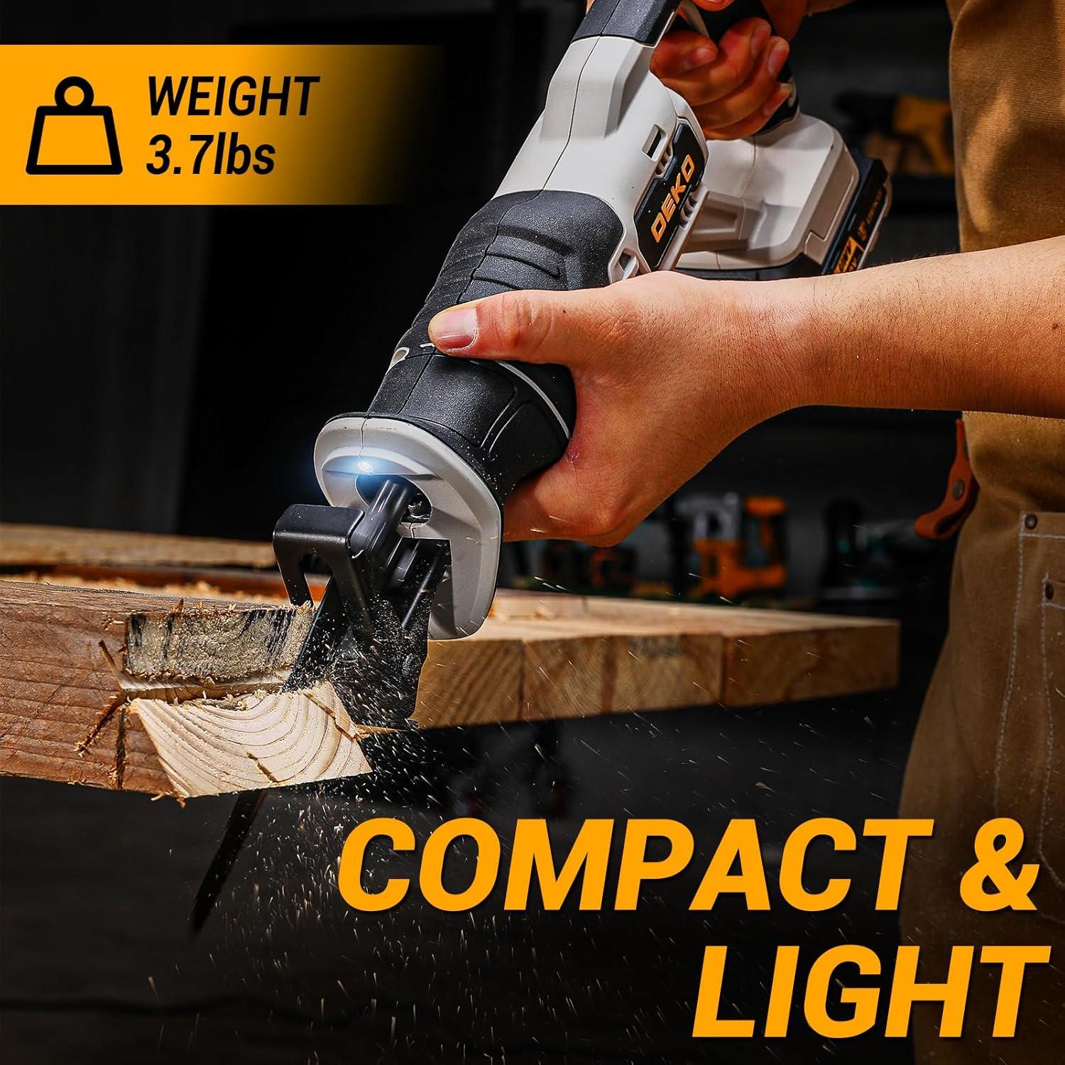 Sierra Recíproca Inalámbrica DEKOPRO 20V con Batería y Cargador